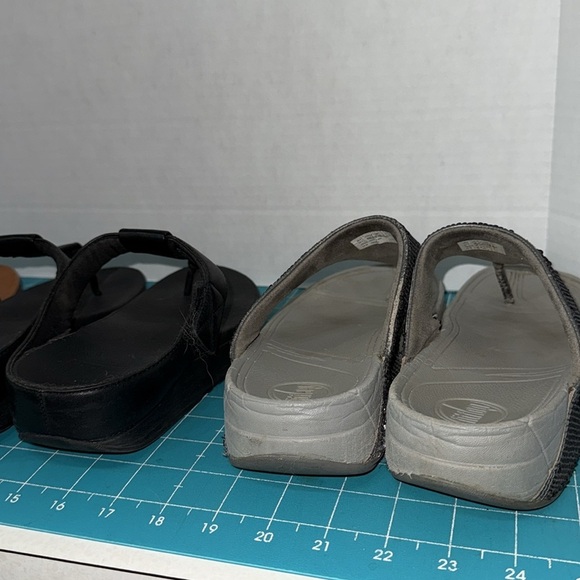 FitFlop Set of 3 Stylish Sandals 2  Black & 1 Grey Sparkle 2 Thong 1Slide Size 8 - Picture 11 of 12